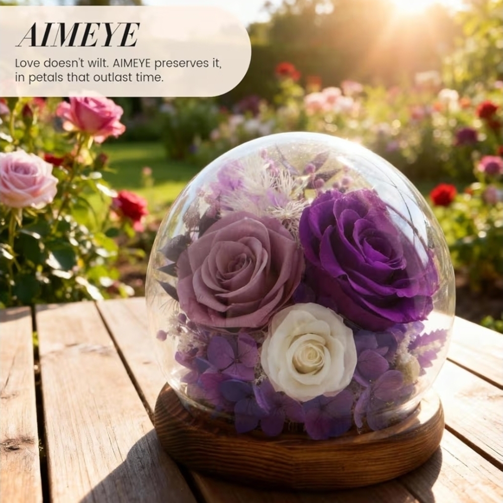 Forever Real Preserved Roses in Glass Dome Roses - Picture 4 of 8